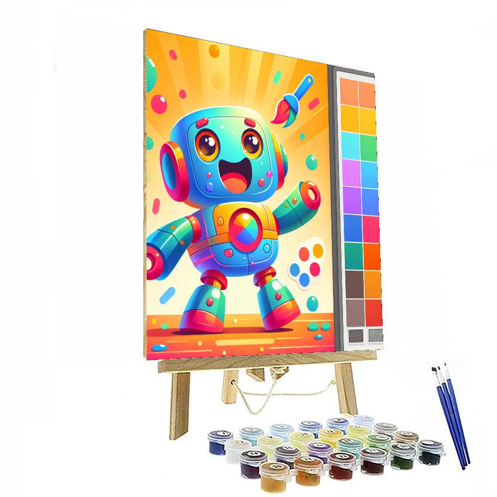Colorful Robot Friends Number Painting