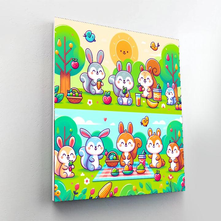 Playful Animal Picnic Paint By Numbers