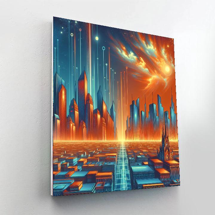 Retro Futuristic Skyline Paint By Number