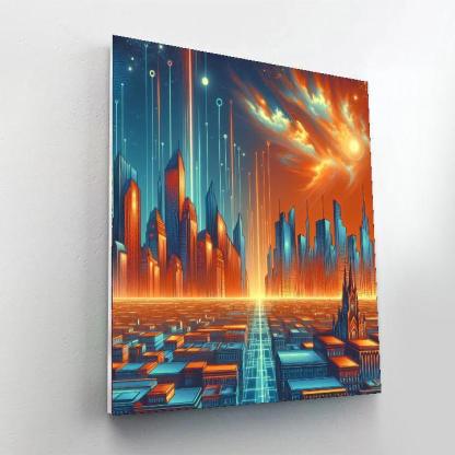Retro Futuristic Skyline Paint By Number