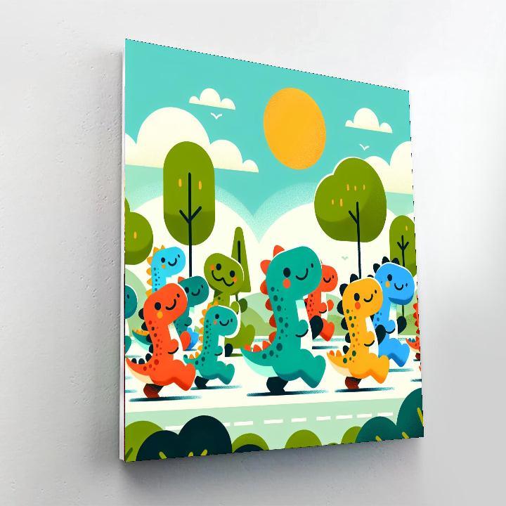 Energetic Dinosaur Parade Paint By Numbers Kits