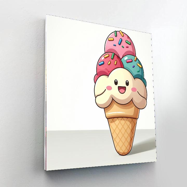 Cheerful Ice Cream Cone Paint By Numbers Kits