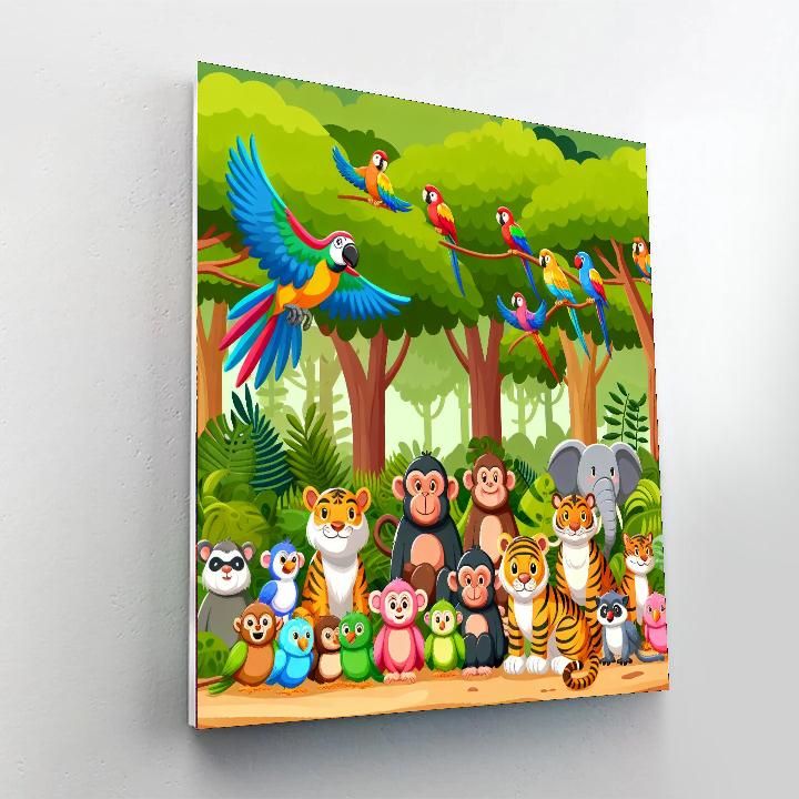 Jungle Friends Gathering Paint By Color
