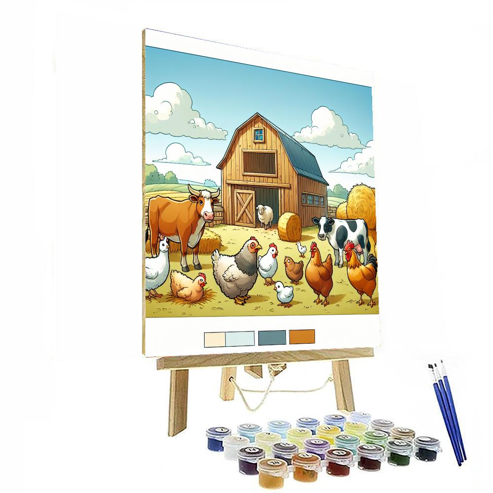Cozy Farmyard Gathering Paint By Numbers Art