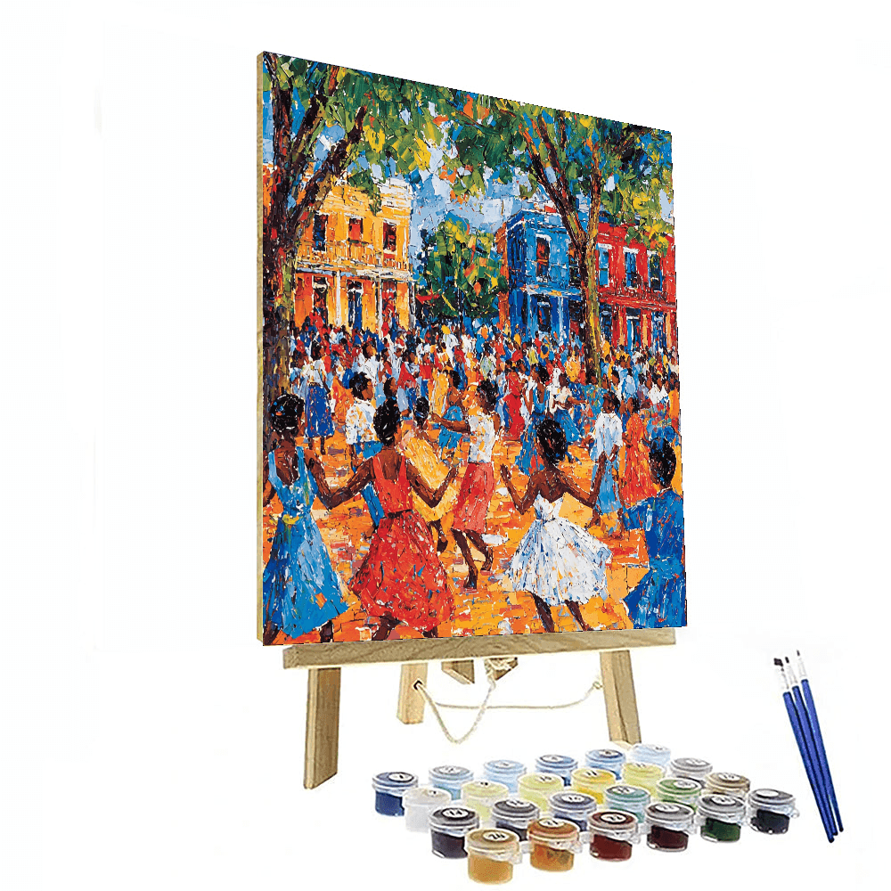 Romare Bearden Inspired Vibrant Cultural Festivities  Paint By Color