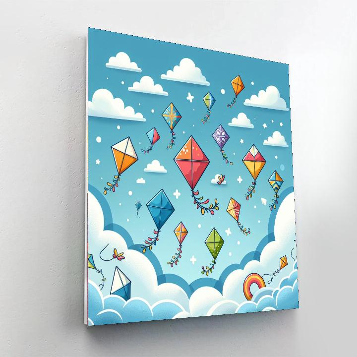 Brightly Colored Kites DIY Paint By Numbers