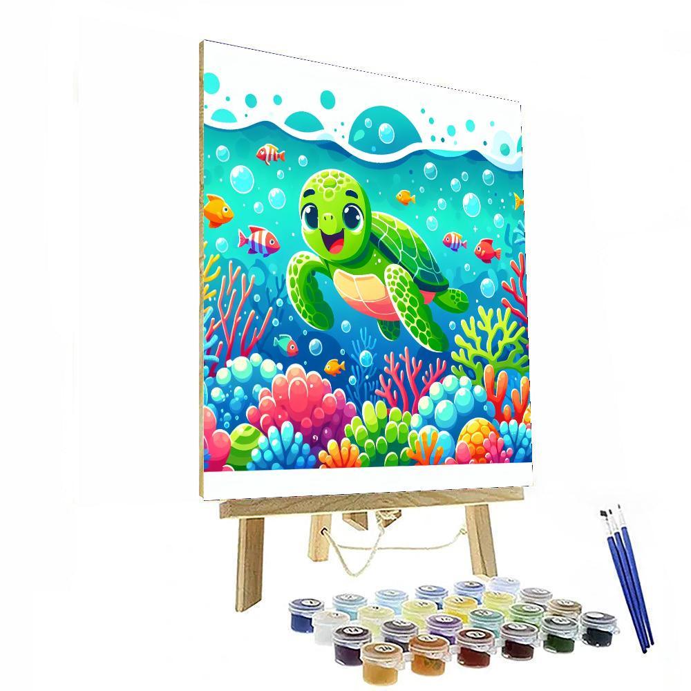 Silly Sea Turtle DIY Paint By Numbers
