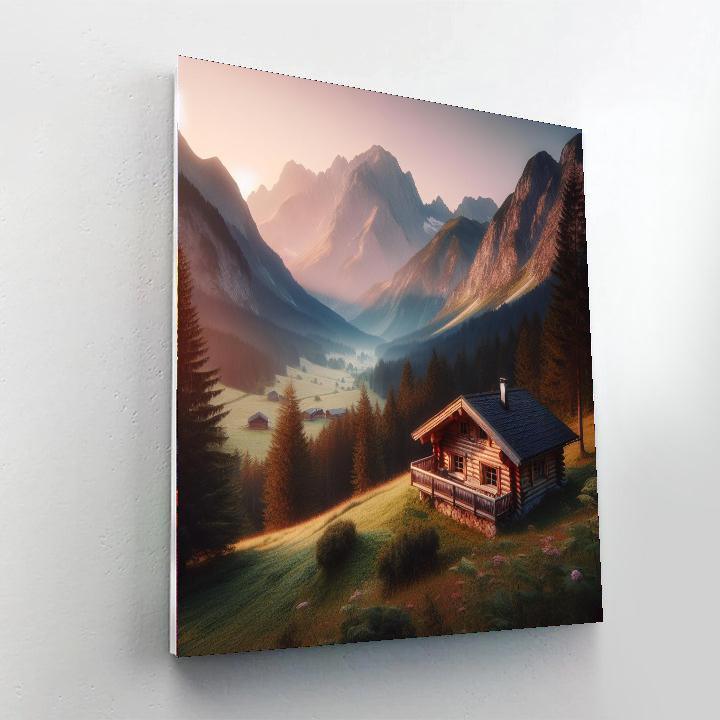 Mountain Retreat At Sunrise Paint By Numbers Art