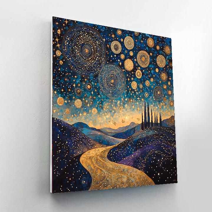 Gustav Klimt Inspired Serenade Of The Cosmos  Paint By Numbers Kits