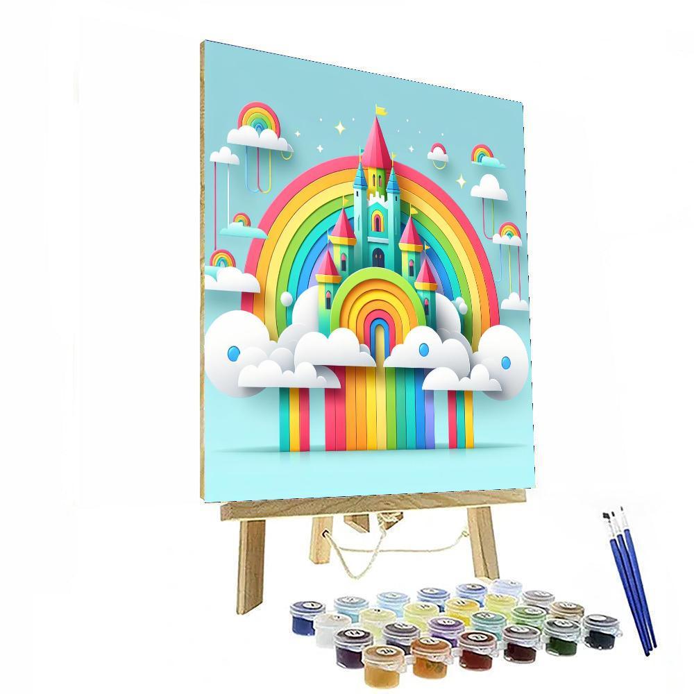 Rainbow Cloud Castle Paint By Color