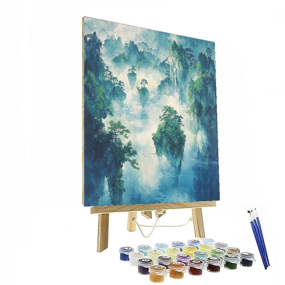 Zhao Mengfu Inspired Essence Of Floating Islands  Paint By Color