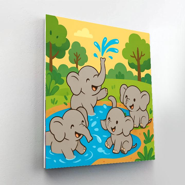 Bouncy Baby Elephants Painting By Numbers Kit