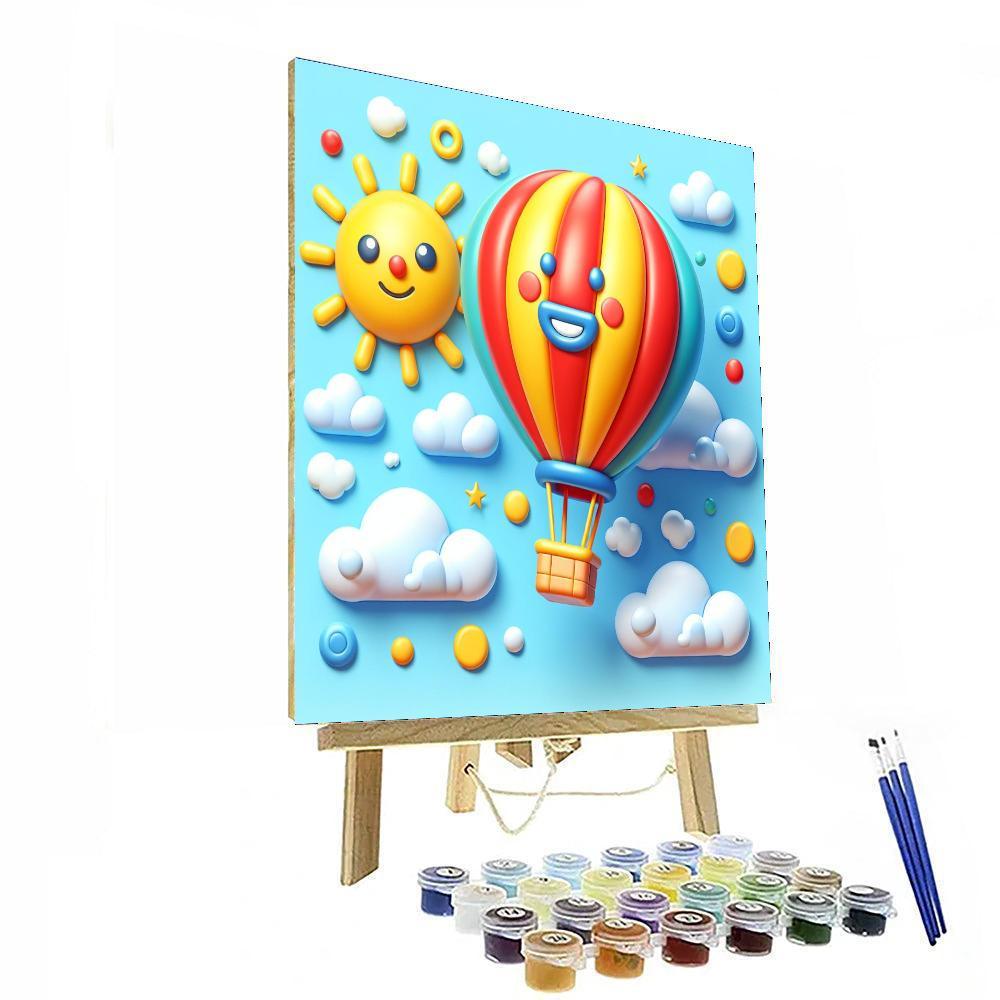 Cheerful Hot Air Balloon Paint By Numbers Art