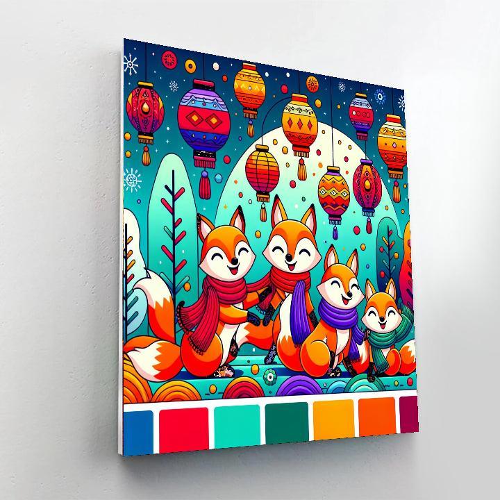 Fiesta Foxes Paint By Numbers Art