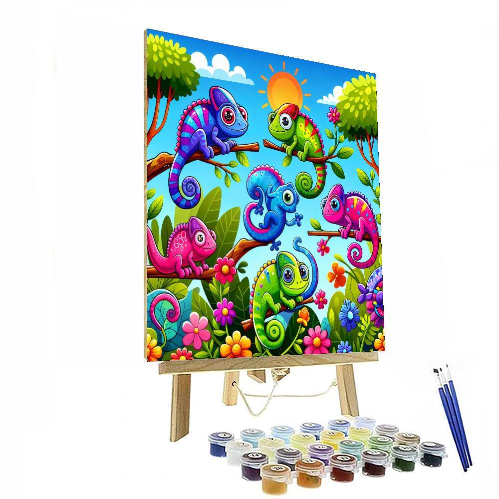 Colorful Chameleons Paint By Number