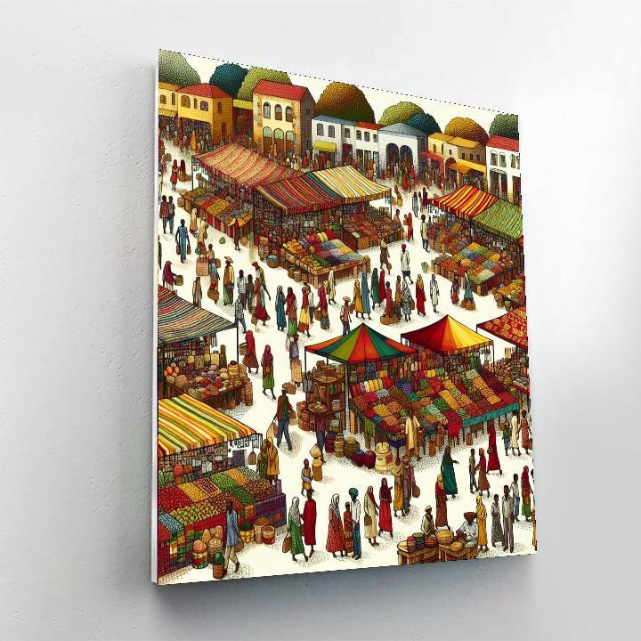 Colorful Fiesta Marketplace Paint By Numbers Art