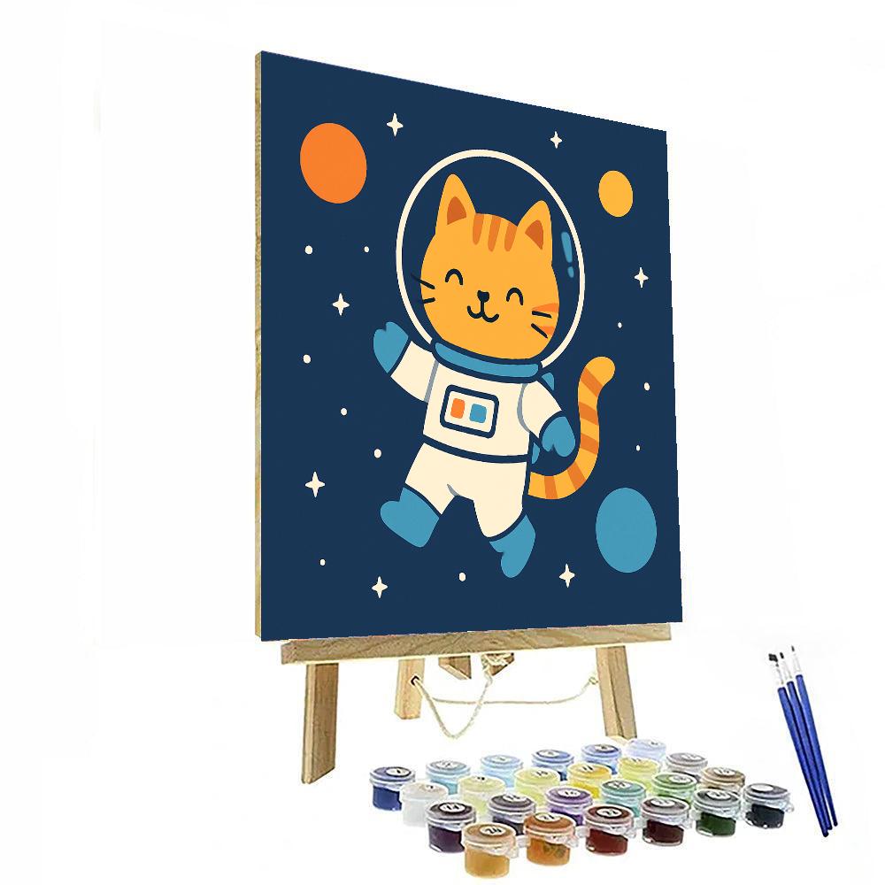 Astronaut Kitty Adventure DIY Paint By Numbers