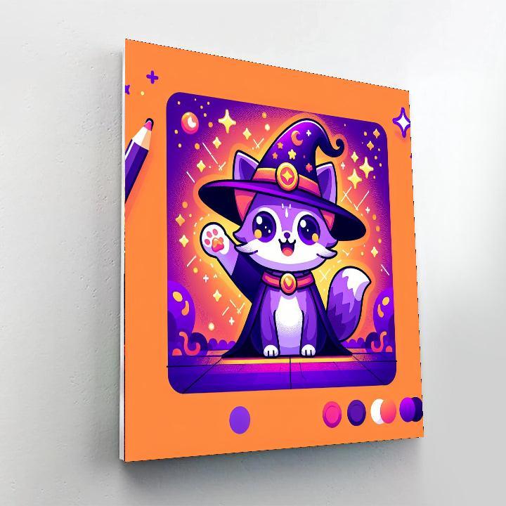Silly Wizard Cat DIY Paint By Numbers