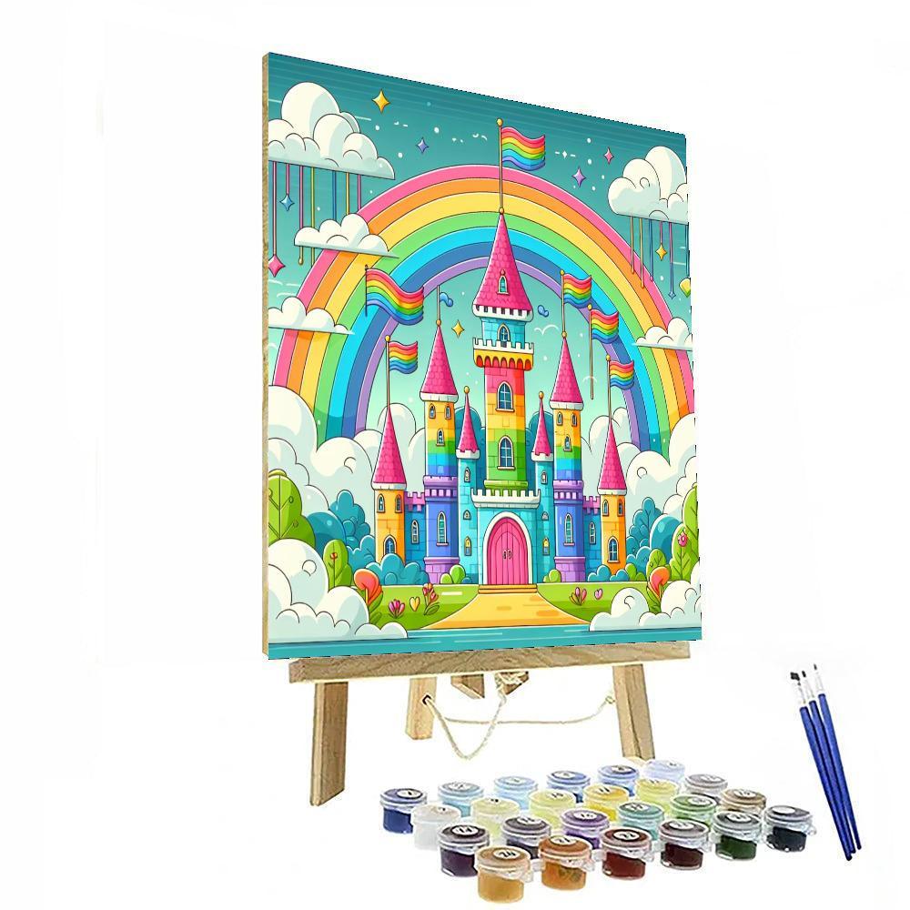 Magical Rainbow Castle Painting Number Kit