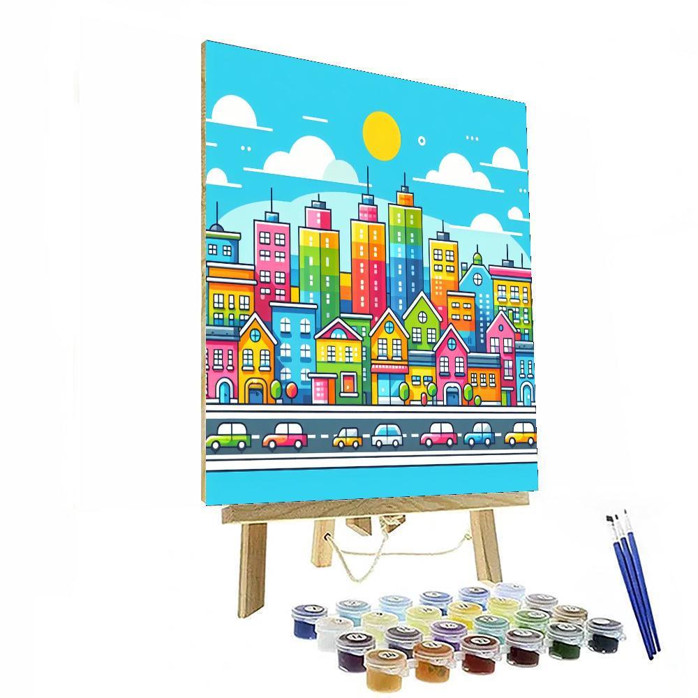 Rainbow Cityscape Fun Paint By Numbers