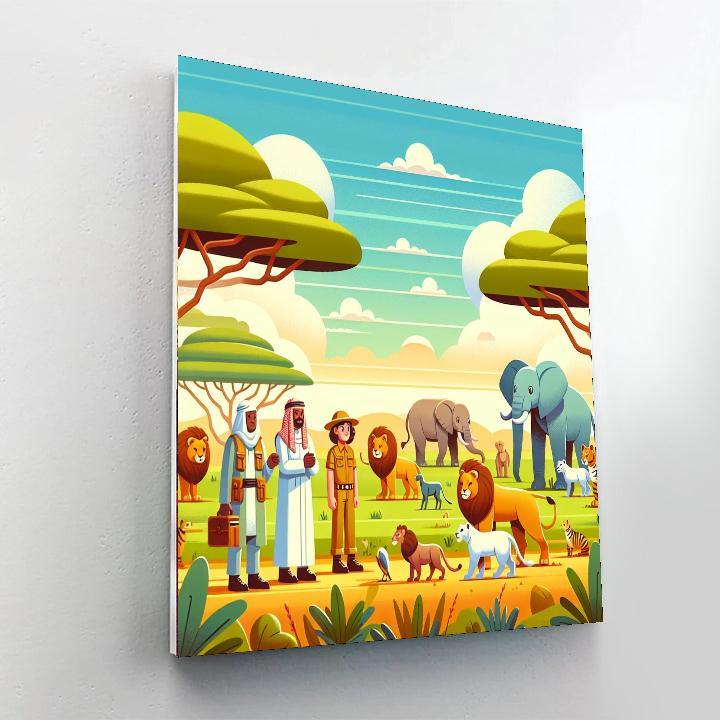 Safari Explorers And Wildlife Paint By Number