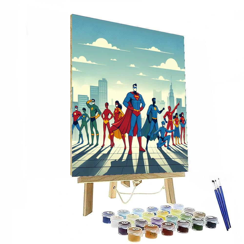 Superhero Teamwork Paint By Numbers Art