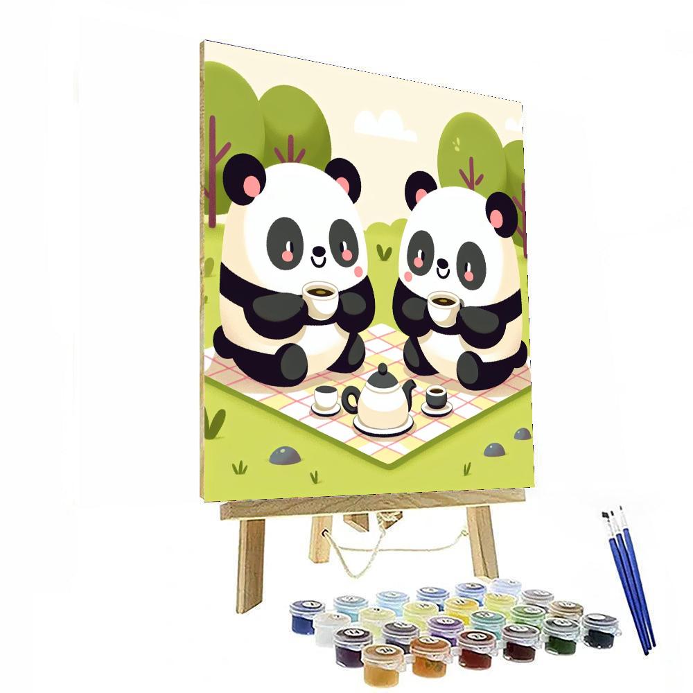 Playful Panda Tea Party Painting Number Kit