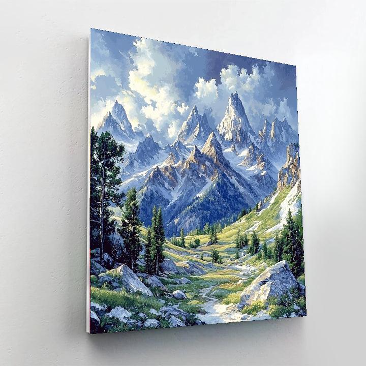 Georges Seurat Inspired Mountain's Echo  Number Painting