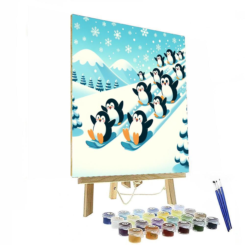 Winter Penguins Number Painting