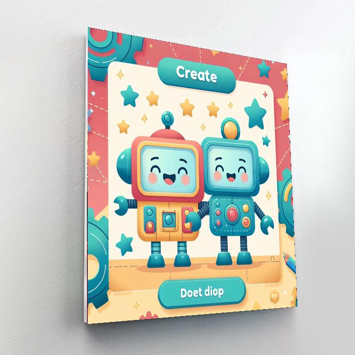 Friendly Robot Pals Painting By Numbers Kit
