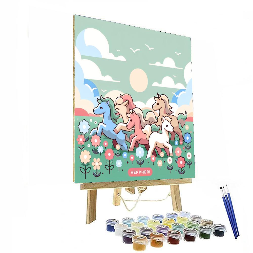 Frolicking Foals Numbered Painting Kits