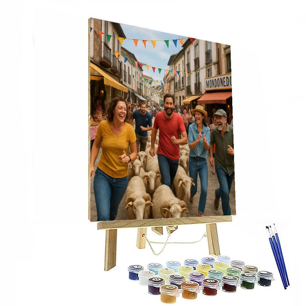 Running Of The Sheep - Spain Paint By Numbers Art