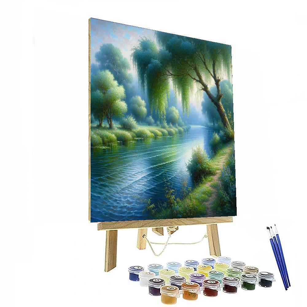Serene Riverbank Tranquility Paint By Numbers Art