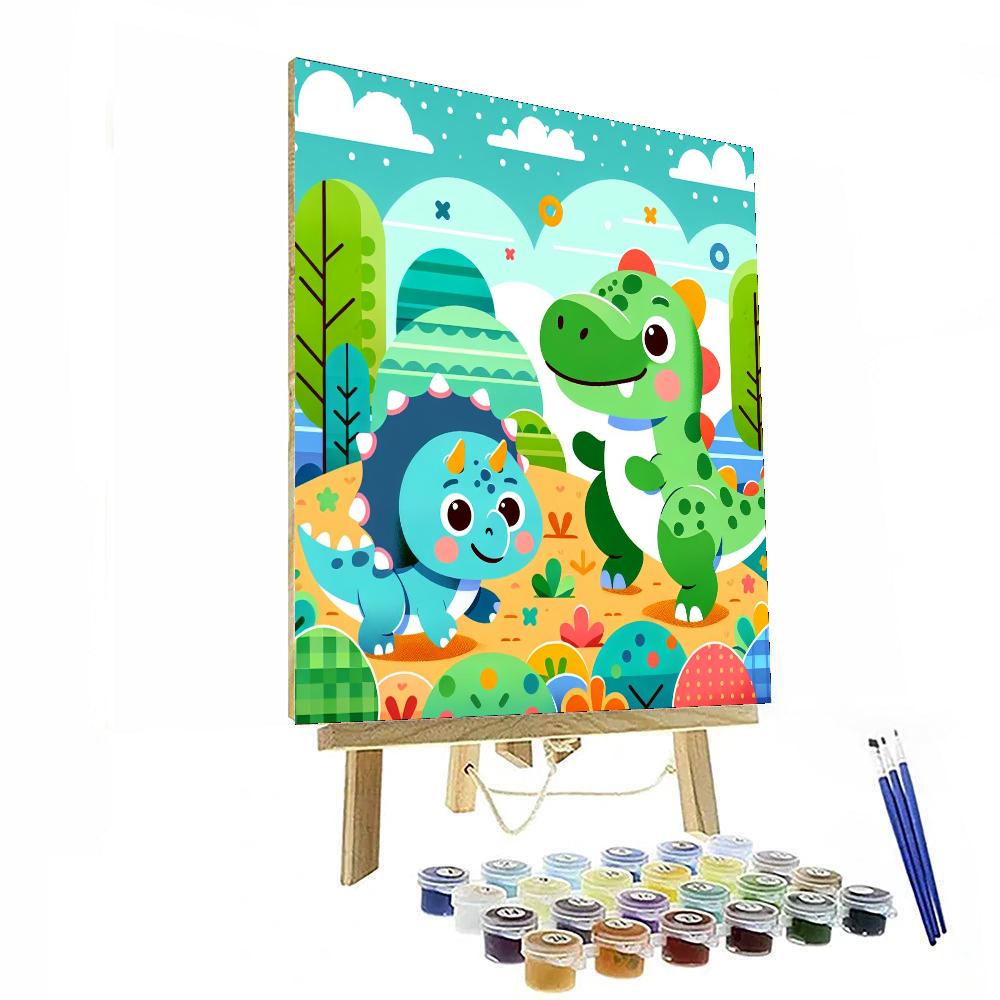 Joyful Dinosaurs In Adventure Land DIY Paint By Numbers