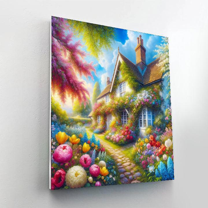 Cottage In Spring Bloom Paint By Color