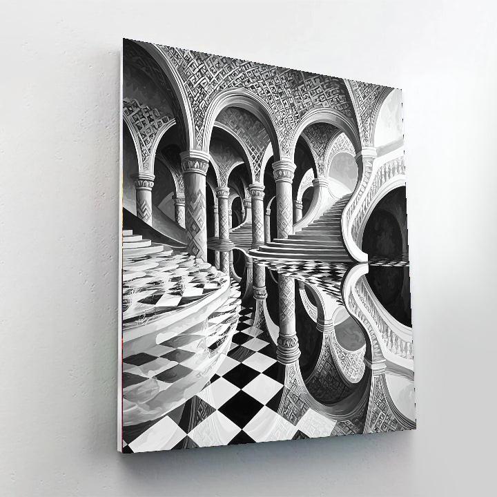 M.C. Escher Inspired Reflections Of Geometry  Paint By Numbers