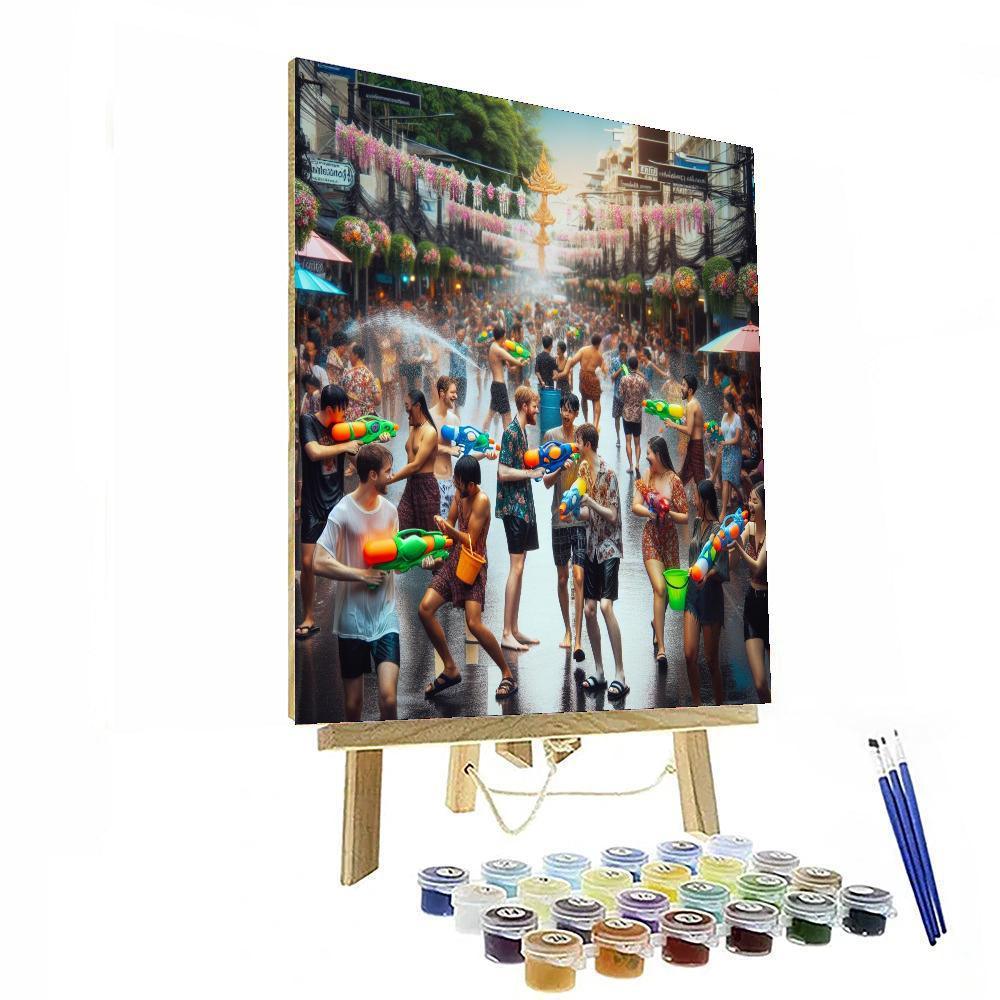 Songkran Festival - Bangkok, Thailand Painting Number Kit