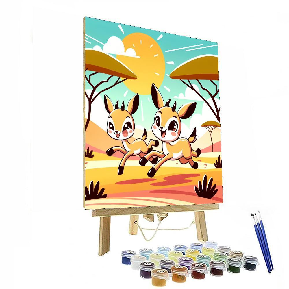 Galloping Gazelles Painting By Numbers Kit