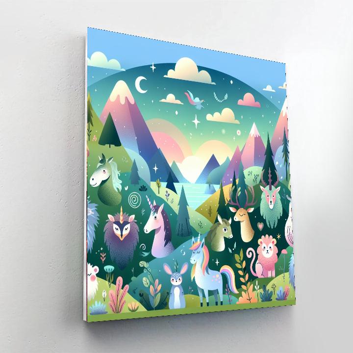 Magical Mountain Menagerie Paint By Numbers Art