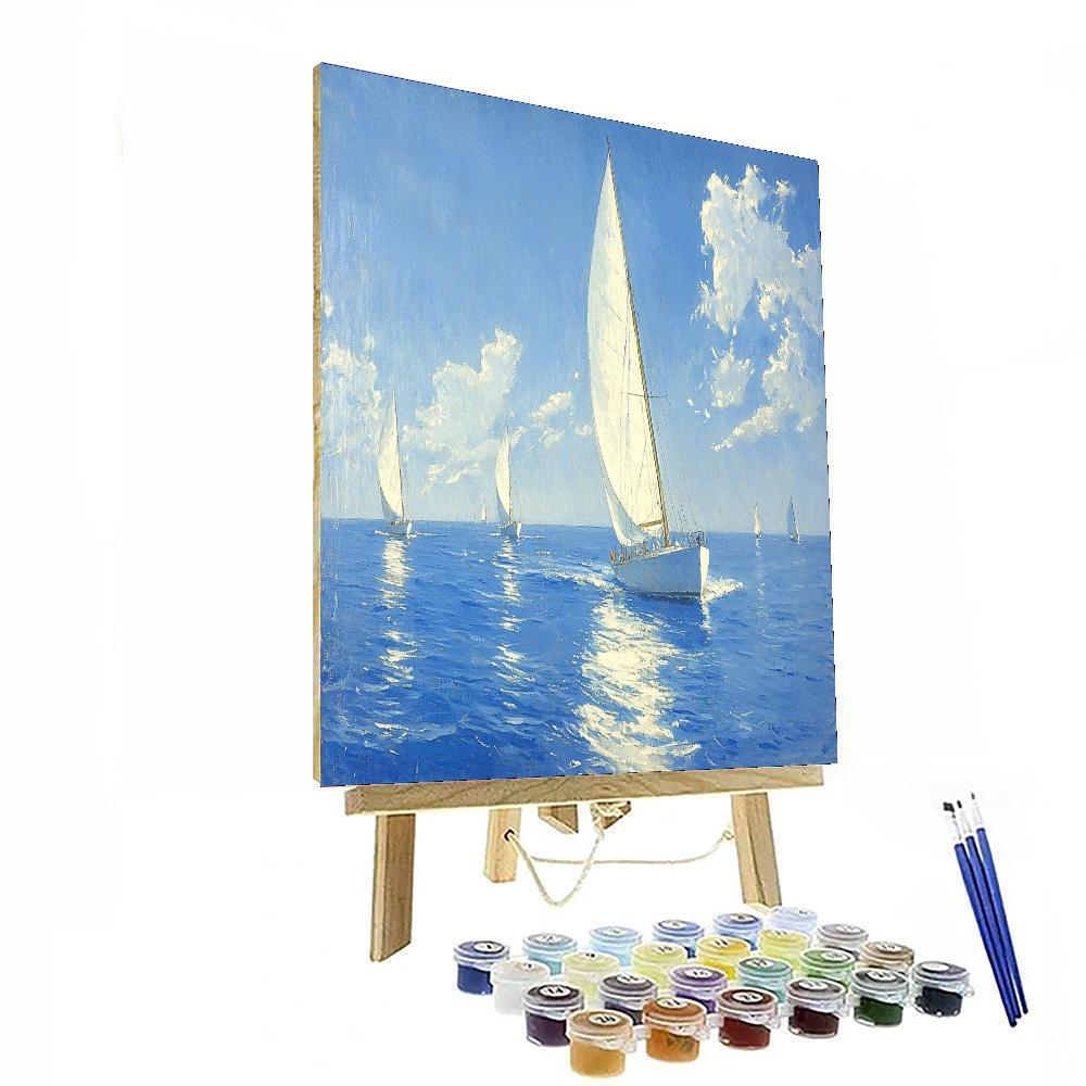 Winslow Homer Inspired Timeless Sailboat Voyage  Number Painting