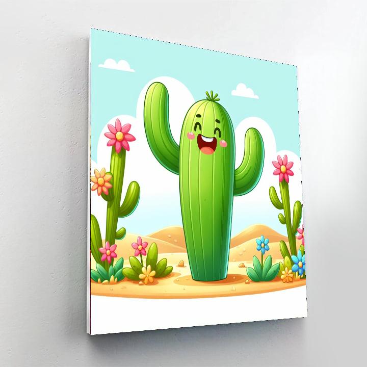 Cute Cactus Number Painting