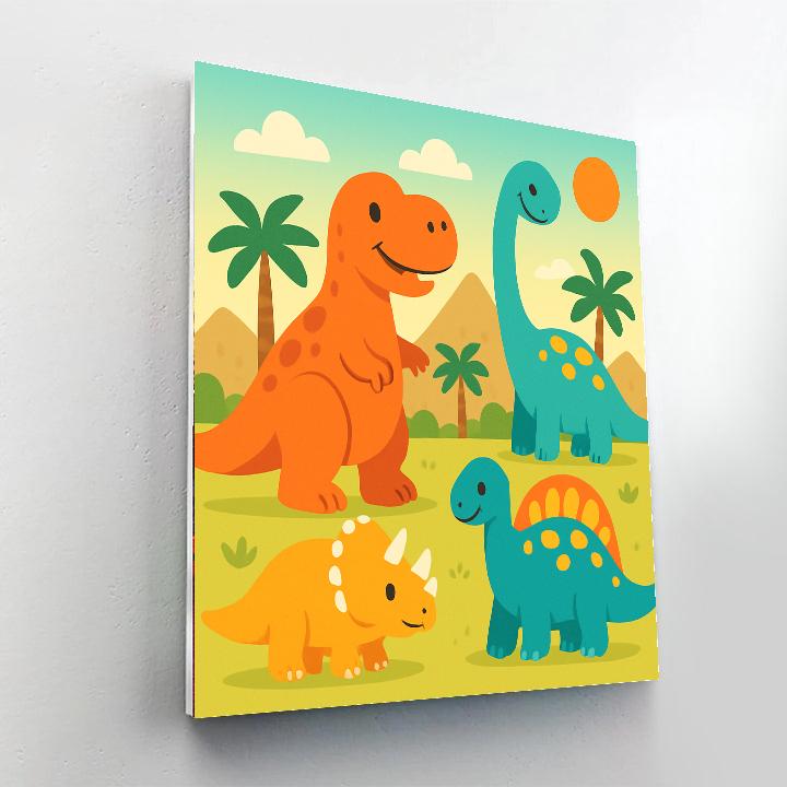Exciting Dinosaurs Paint By Numbers Art