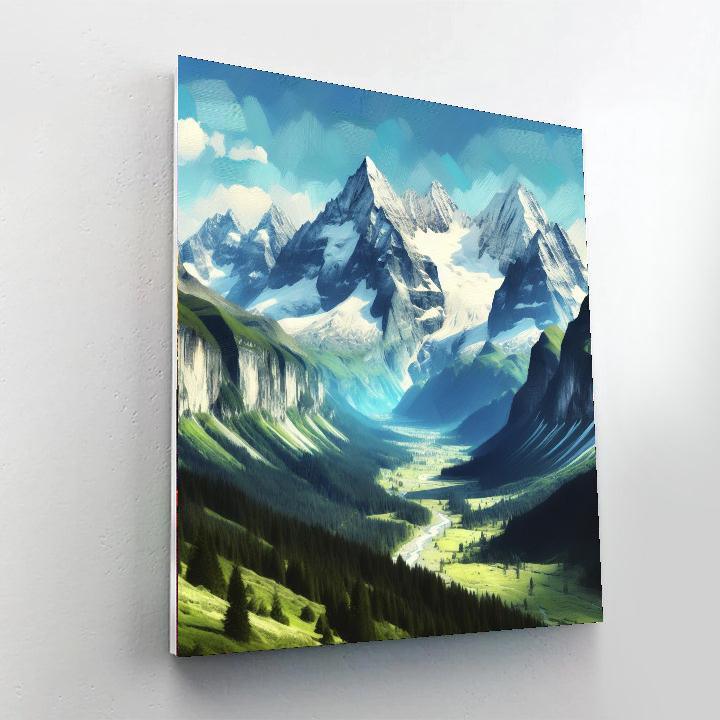 Peaceful Alpine Vista Number Painting