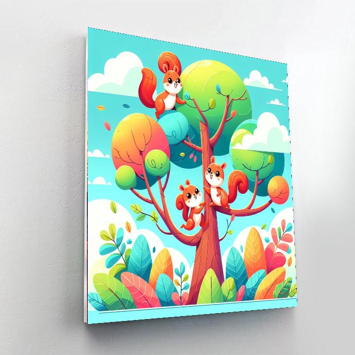 Curious Squirrels Number Painting