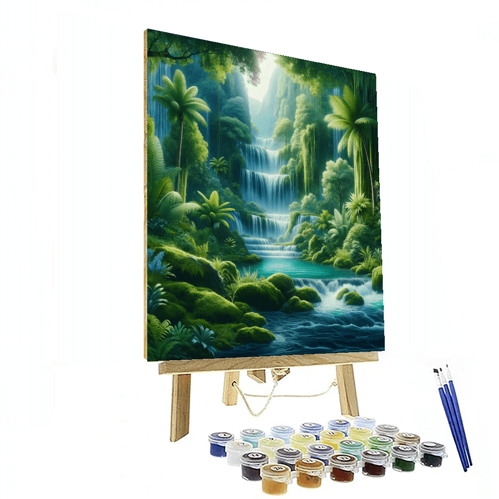 Lush Tropical Waterfall Painting By Numbers Kit