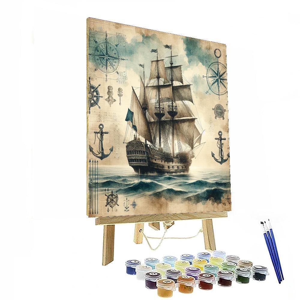 Vintage Nautical Odyssey Painting Number Kit