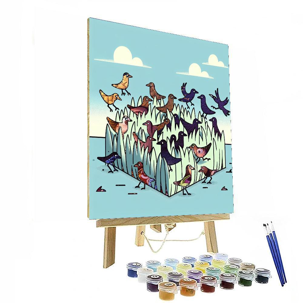 Clever Crow Courtship Number Painting