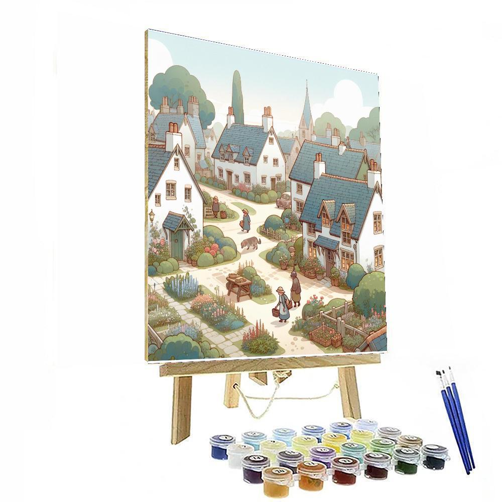 Cozy Cottage Village Paint By Numbers