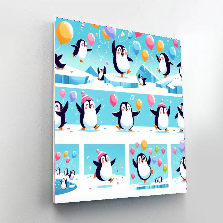 Antarctic Penguin Party Paint By Numbers Art