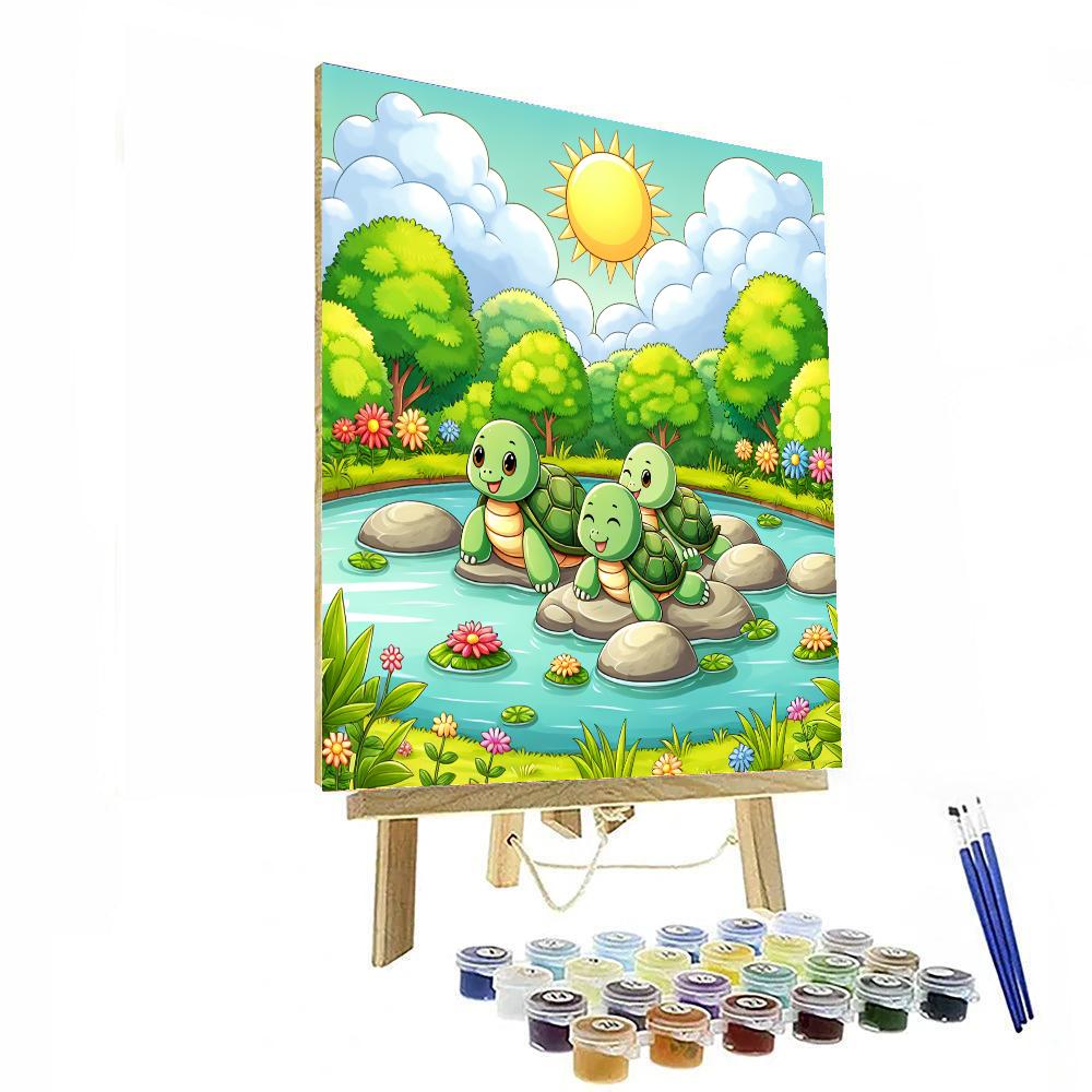 Happy Turtles In The Sun Painting By Numbers Kit